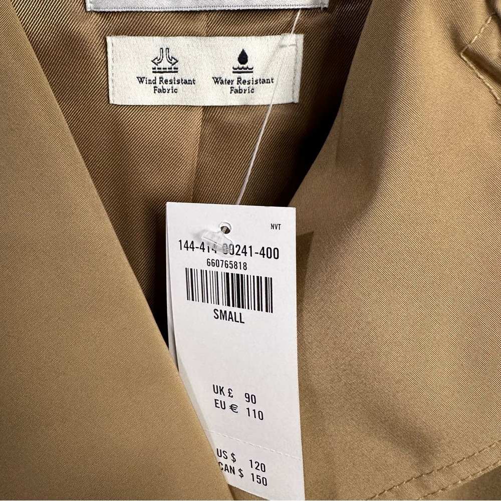 NWT Abercrombie and Fitch Relaxed Short Trench Coat In Caramel Size S - Picture 7 of 9